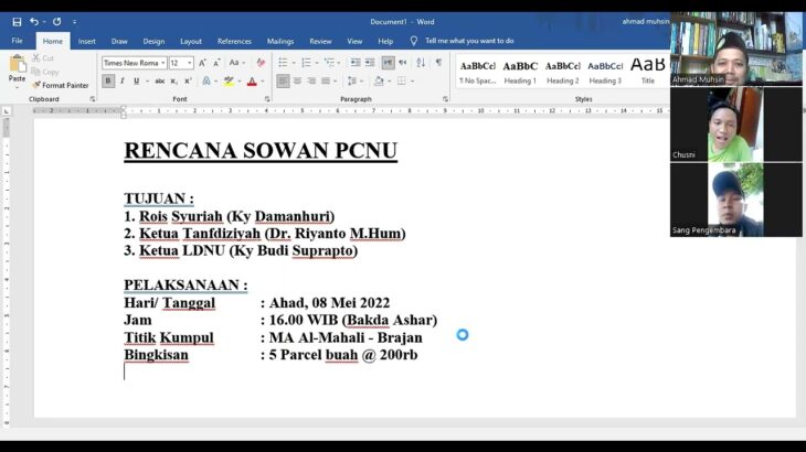 Rapat PC JRA Bantul membahas rencana sowan Rois Syuriah, Ketua Tanfdziyah dan Ketua LDNU PCNU Bantul